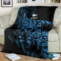 New Zealand Lawn Bowls Blanket Blue Maori Warrior Tribal Silver Fern - Polynesian Pride