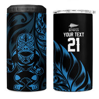New Zealand Lawn Bowls Custom 4 in 1 Can Cooler Tumbler Blue Maori Warrior Tribal Silver Fern LT9 One Size: 16 oz Blue - Polynesian Pride