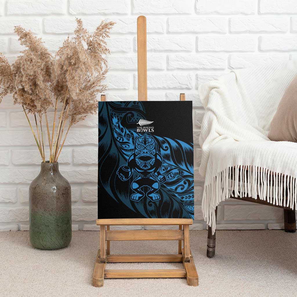 New Zealand Lawn Bowls Canvas Wall Art Blue Maori Warrior Tribal Silver Fern - Polynesian Pride