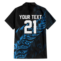 New Zealand Lawn Bowls Custom Family Matching Off Shoulder Short Dress and Hawaiian Shirt Blue Maori Warrior Tribal Silver Fern LT9 - Polynesian Pride