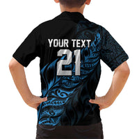 New Zealand Lawn Bowls Custom Family Matching Short Sleeve Bodycon Dress and Hawaiian Shirt Blue Maori Warrior Tribal Silver Fern LT9 - Polynesian Pride