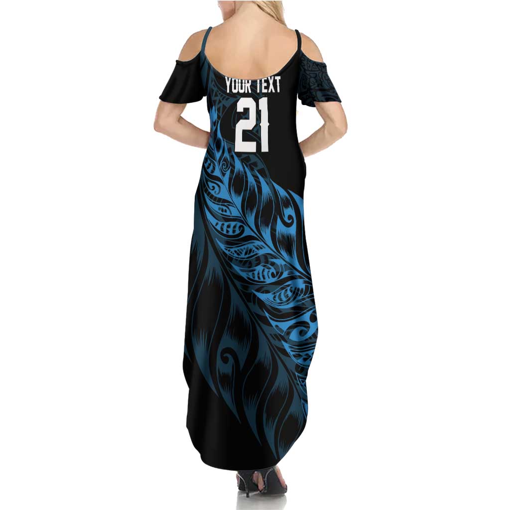 New Zealand Lawn Bowls Custom Family Matching Summer Maxi Dress and Hawaiian Shirt Blue Maori Warrior Tribal Silver Fern LT9 - Polynesian Pride