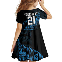 New Zealand Lawn Bowls Custom Family Matching Tank Maxi Dress and Hawaiian Shirt Blue Maori Warrior Tribal Silver Fern LT9 - Polynesian Pride