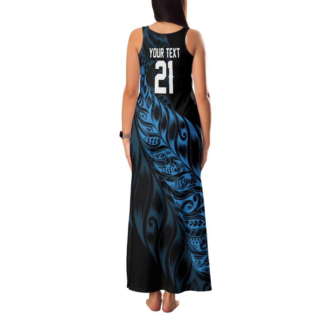 New Zealand Lawn Bowls Custom Family Matching Tank Maxi Dress and Hawaiian Shirt Blue Maori Warrior Tribal Silver Fern LT9 - Polynesian Pride