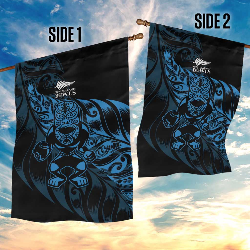 New Zealand Lawn Bowls Garden Flag Blue Maori Warrior Tribal Silver Fern - Polynesian Pride