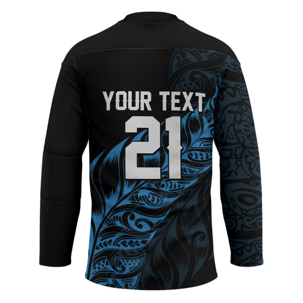 New Zealand Lawn Bowls Custom Hockey Jersey Blue Maori Warrior Tribal Silver Fern - Polynesian Pride