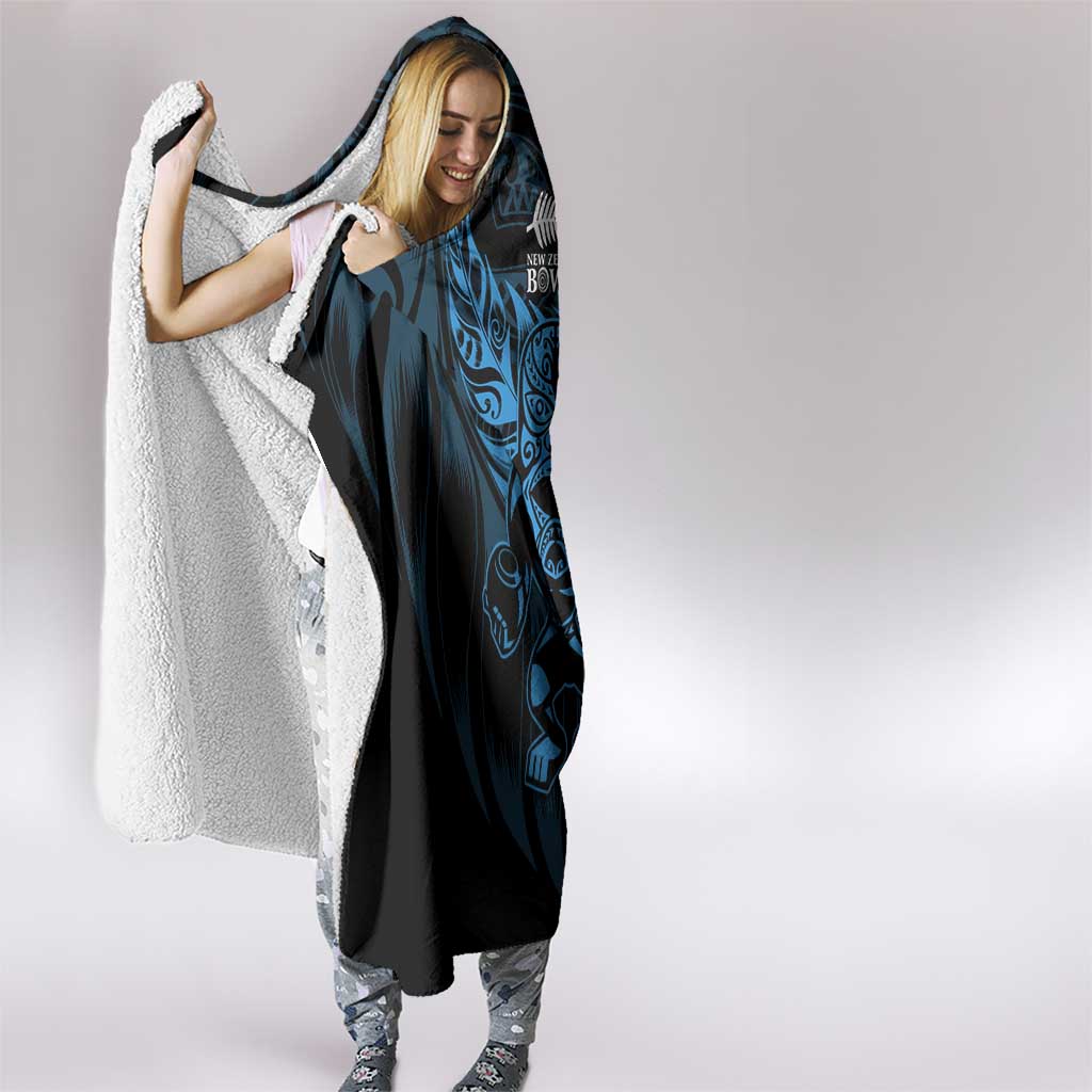 New Zealand Lawn Bowls Hooded Blanket Blue Maori Warrior Tribal Silver Fern - Polynesian Pride