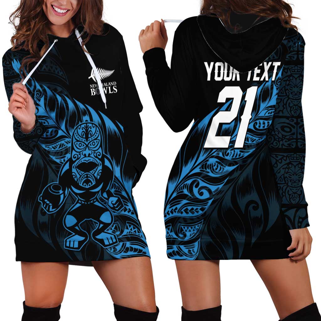 New Zealand Lawn Bowls Custom Hoodie Dress Blue Maori Warrior Tribal Silver Fern LT9 - Polynesian Pride