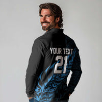 New Zealand Lawn Bowls Custom Long Sleeve Polo Shirt Blue Maori Warrior Tribal Silver Fern - Polynesian Pride