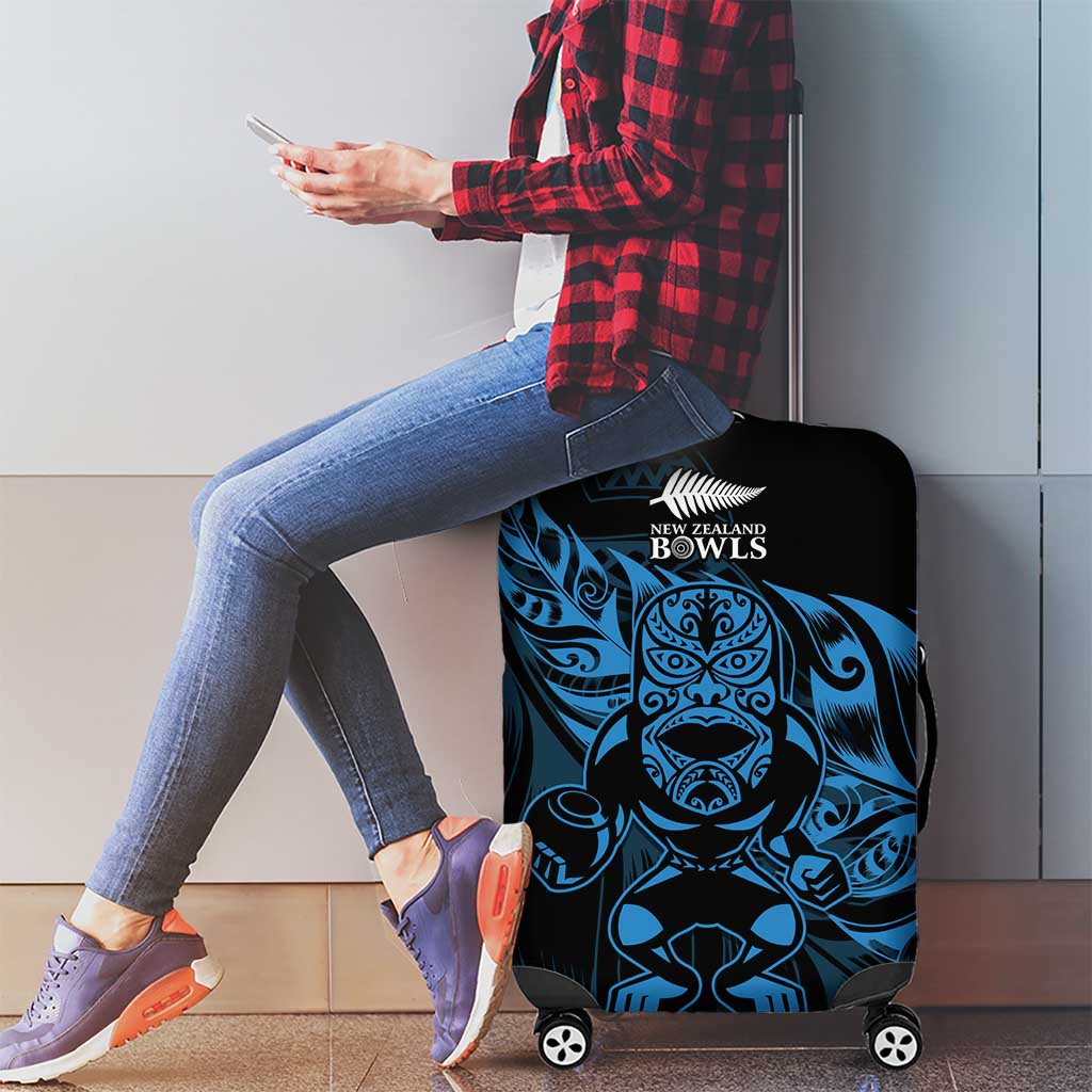 New Zealand Lawn Bowls Luggage Cover Blue Maori Warrior Tribal Silver Fern - Polynesian Pride