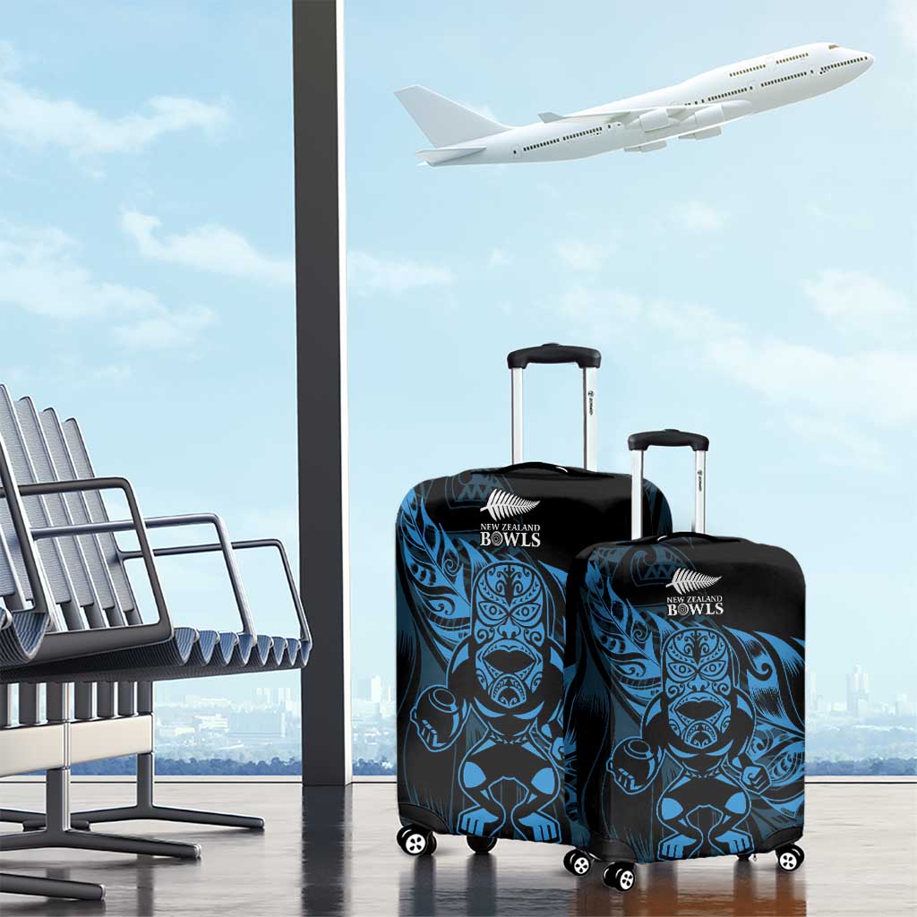 New Zealand Lawn Bowls Luggage Cover Blue Maori Warrior Tribal Silver Fern - Polynesian Pride