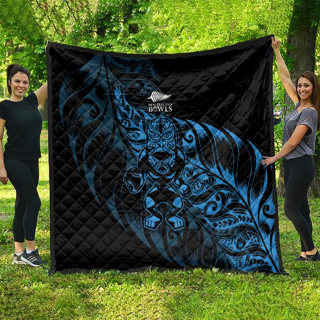 New Zealand Lawn Bowls Quilt Blue Maori Warrior Tribal Silver Fern LT9 - Polynesian Pride