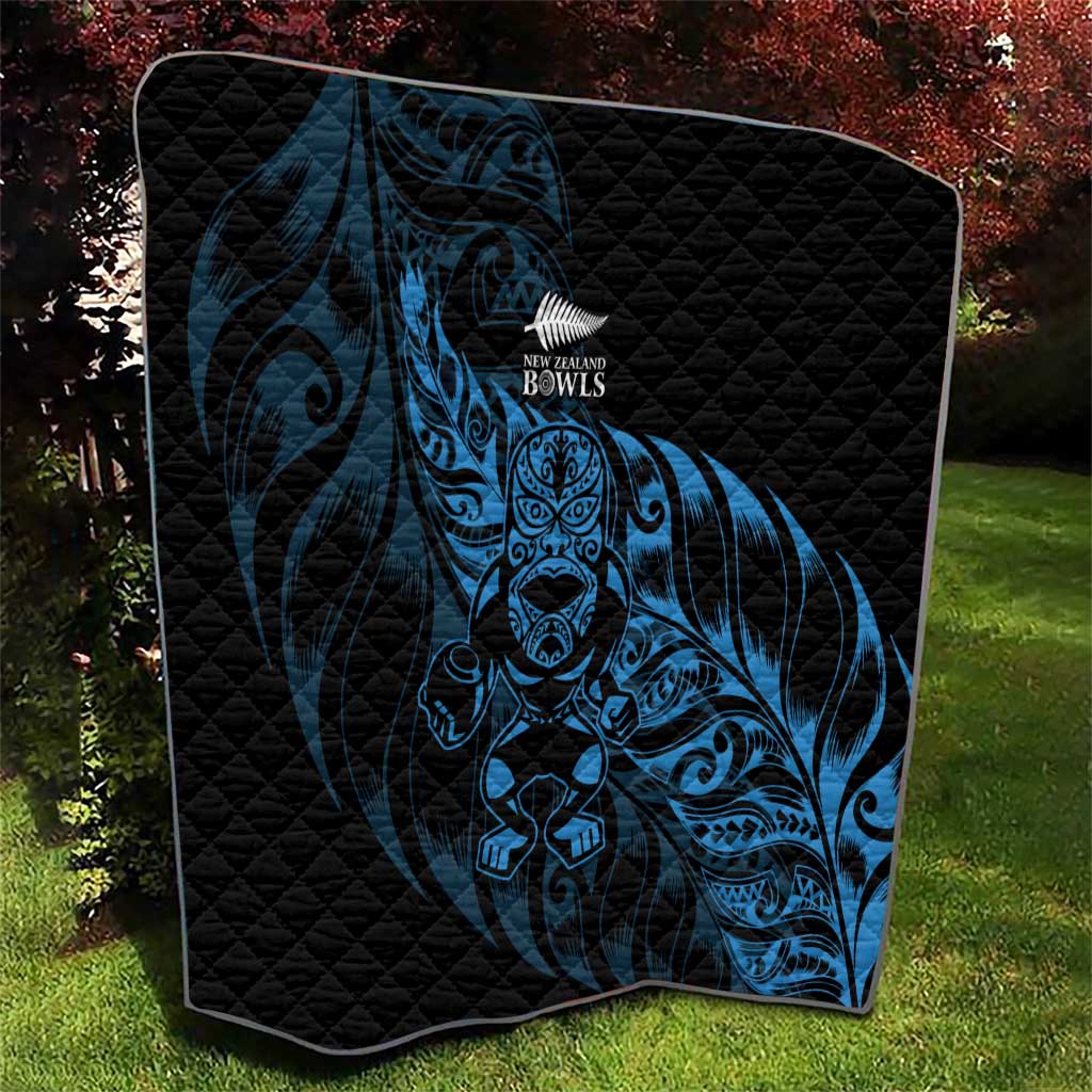 New Zealand Lawn Bowls Quilt Blue Maori Warrior Tribal Silver Fern LT9 - Polynesian Pride