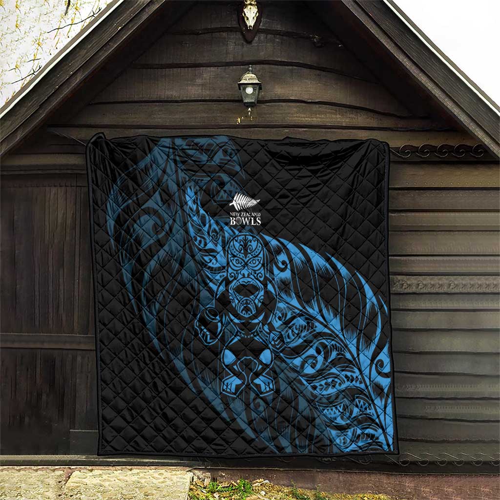New Zealand Lawn Bowls Quilt Blue Maori Warrior Tribal Silver Fern LT9 - Polynesian Pride