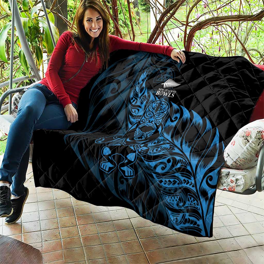 New Zealand Lawn Bowls Quilt Blue Maori Warrior Tribal Silver Fern LT9 - Polynesian Pride
