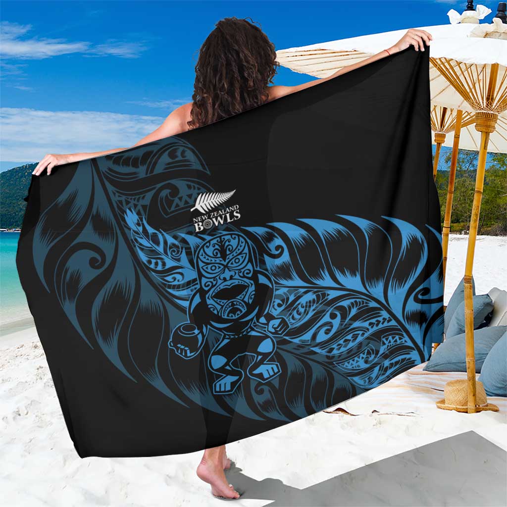 New Zealand Lawn Bowls Sarong Blue Maori Warrior Tribal Silver Fern - Polynesian Pride