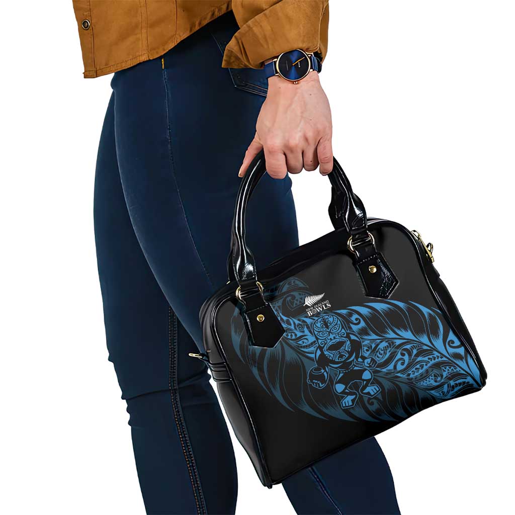 New Zealand Lawn Bowls Shoulder Handbag Blue Maori Warrior Tribal Silver Fern - Polynesian Pride