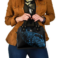 New Zealand Lawn Bowls Shoulder Handbag Blue Maori Warrior Tribal Silver Fern - Polynesian Pride