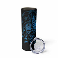 New Zealand Lawn Bowls Custom Skinny Tumbler Blue Maori Warrior Tribal Silver Fern LT9 - Polynesian Pride