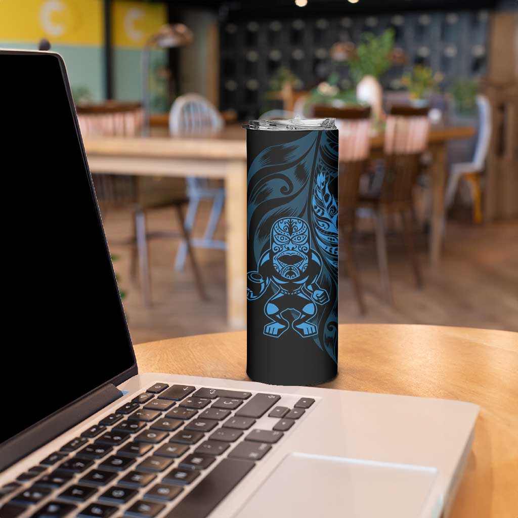 New Zealand Lawn Bowls Custom Skinny Tumbler Blue Maori Warrior Tribal Silver Fern LT9 - Polynesian Pride