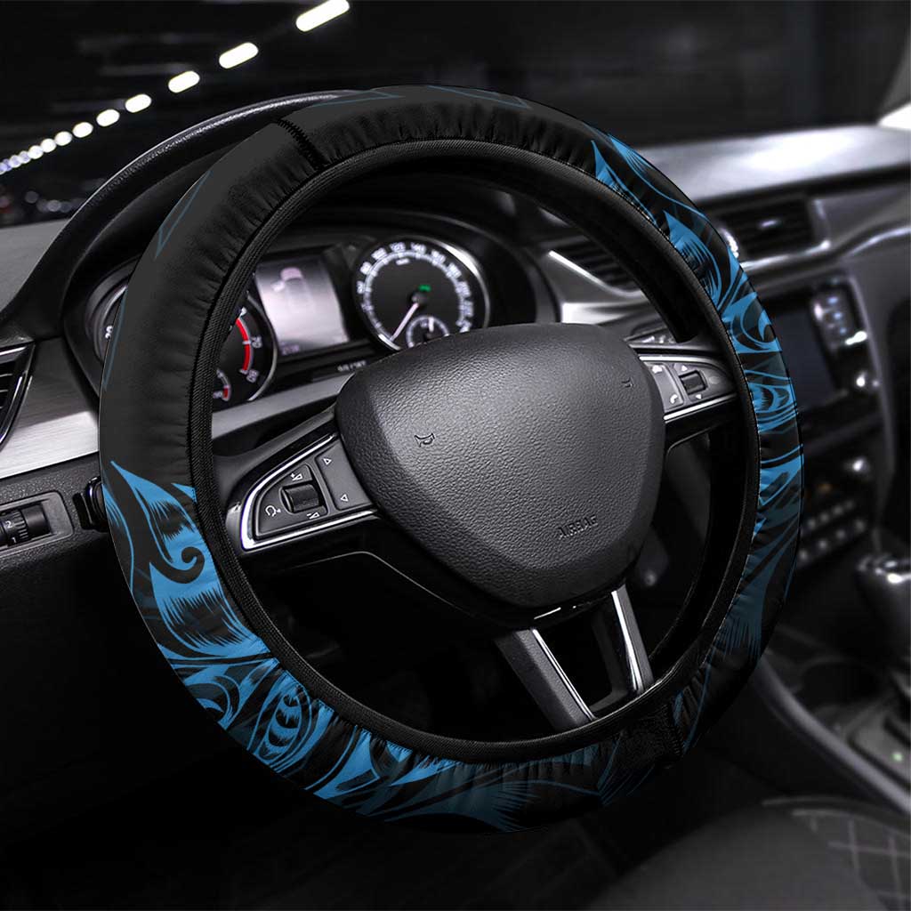 New Zealand Lawn Bowls Steering Wheel Cover Blue Maori Warrior Tribal Silver Fern - Polynesian Pride
