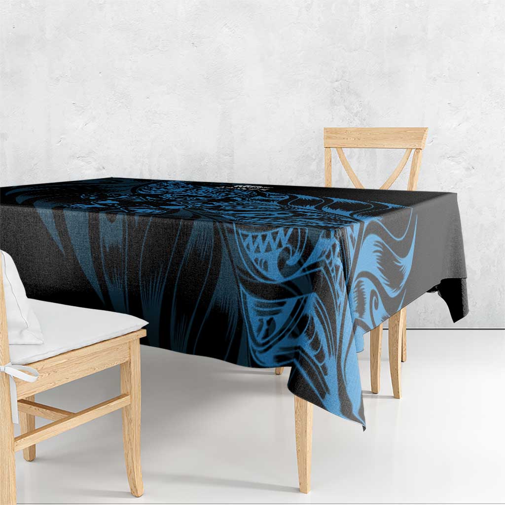 New Zealand Lawn Bowls Tablecloth Blue Maori Warrior Tribal Silver Fern - Polynesian Pride
