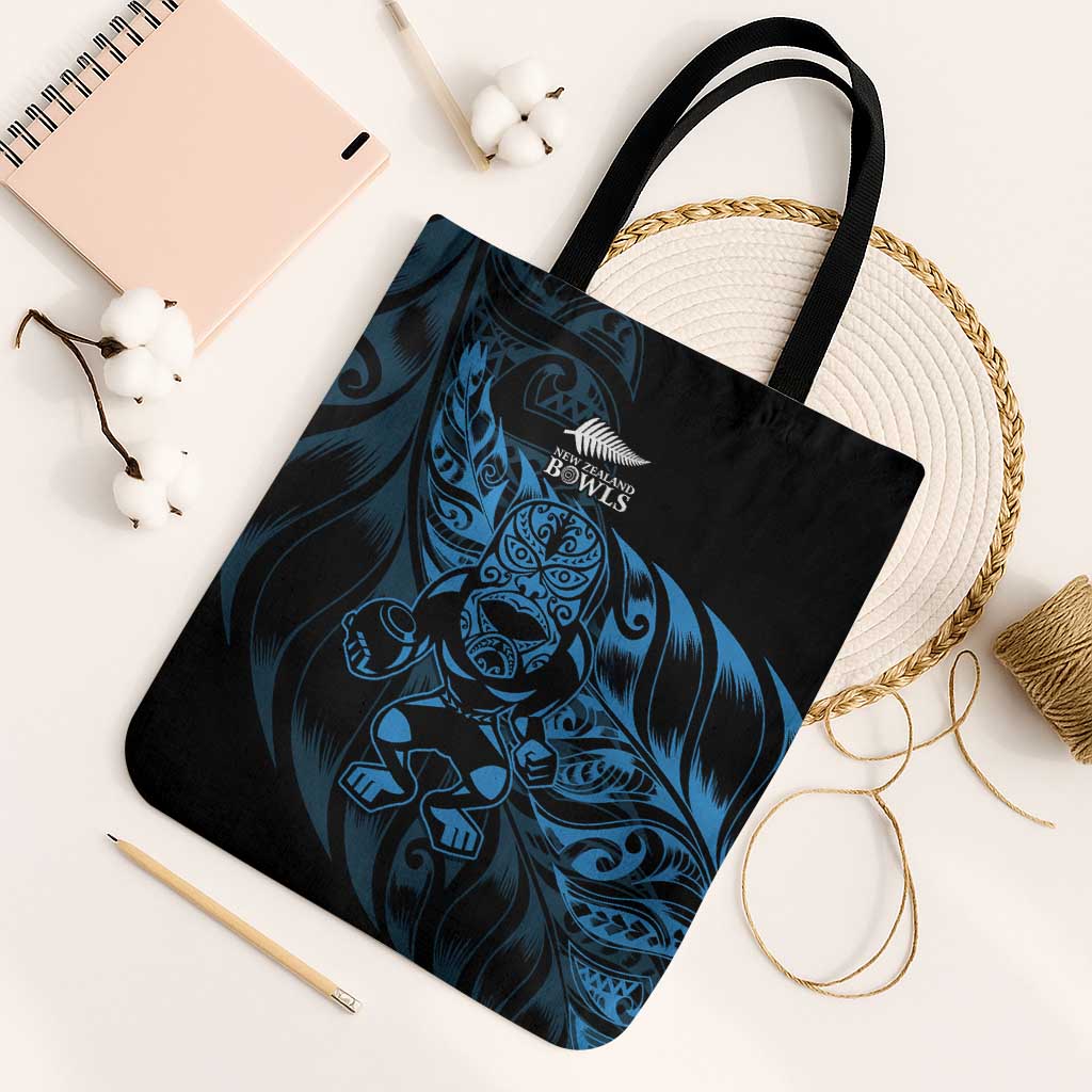 New Zealand Lawn Bowls Tote Bag Blue Maori Warrior Tribal Silver Fern - Polynesian Pride
