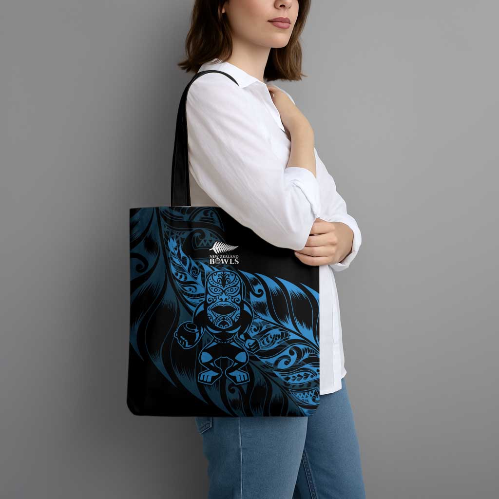 New Zealand Lawn Bowls Tote Bag Blue Maori Warrior Tribal Silver Fern - Polynesian Pride