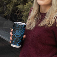 New Zealand Lawn Bowls Custom Tumbler Cup Blue Maori Warrior Tribal Silver Fern - Polynesian Pride