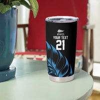 New Zealand Lawn Bowls Custom Tumbler Cup Blue Maori Warrior Tribal Silver Fern - Polynesian Pride