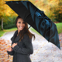 New Zealand Lawn Bowls Umbrella Blue Maori Warrior Tribal Silver Fern - Polynesian Pride