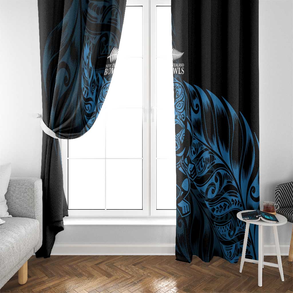 New Zealand Lawn Bowls Window Curtain Blue Maori Warrior Tribal Silver Fern - Polynesian Pride