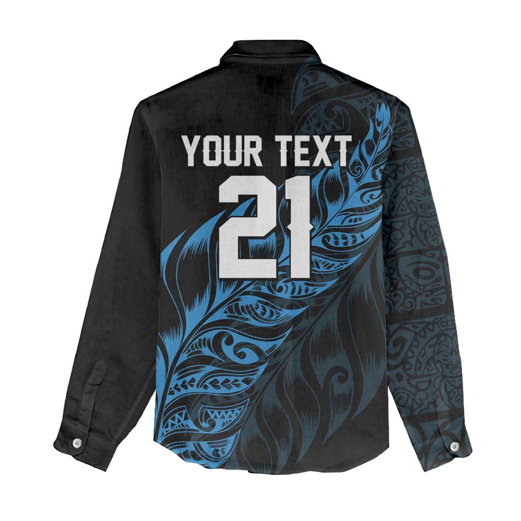 New Zealand Lawn Bowls Custom Women Casual Shirt Blue Maori Warrior Tribal Silver Fern LT9 - Polynesian Pride
