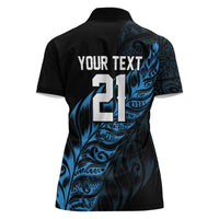 New Zealand Lawn Bowls Custom Women Polo Shirt Blue Maori Warrior Tribal Silver Fern LT9 - Polynesian Pride