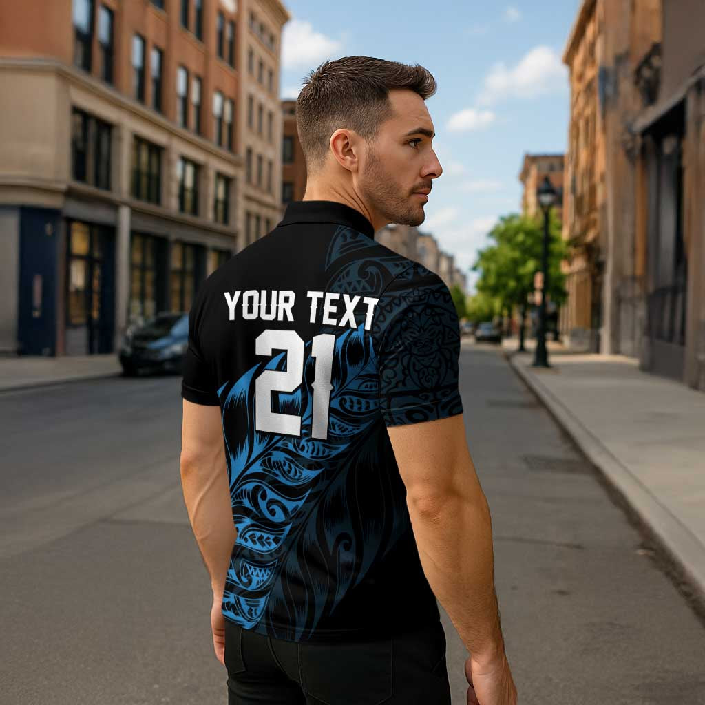 New Zealand Lawn Bowls Custom Zipper Polo Shirt Blue Maori Warrior Tribal Silver Fern - Polynesian Pride