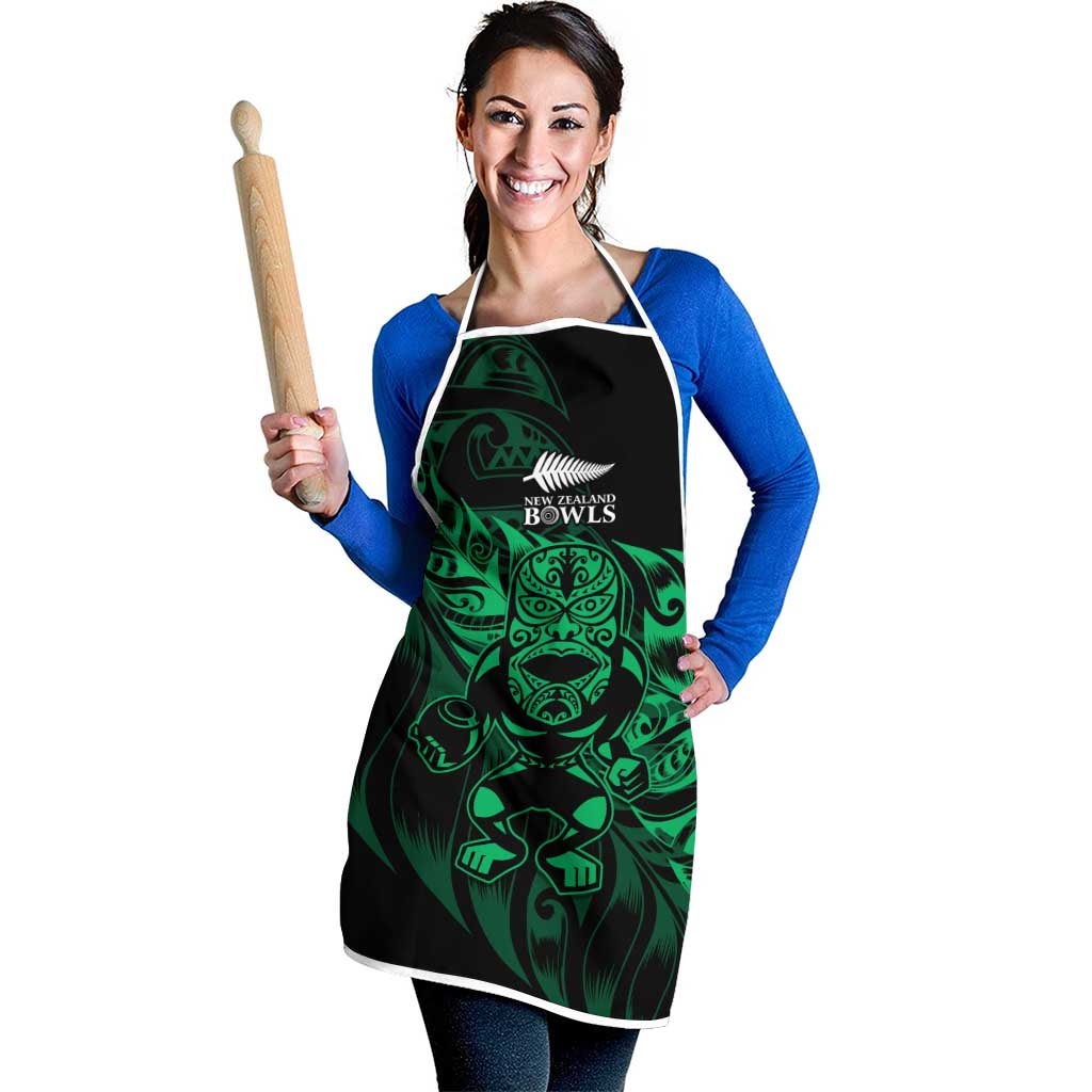 New Zealand Lawn Bowls Apron Green Maori Warrior Tribal Silver Fern - Polynesian Pride
