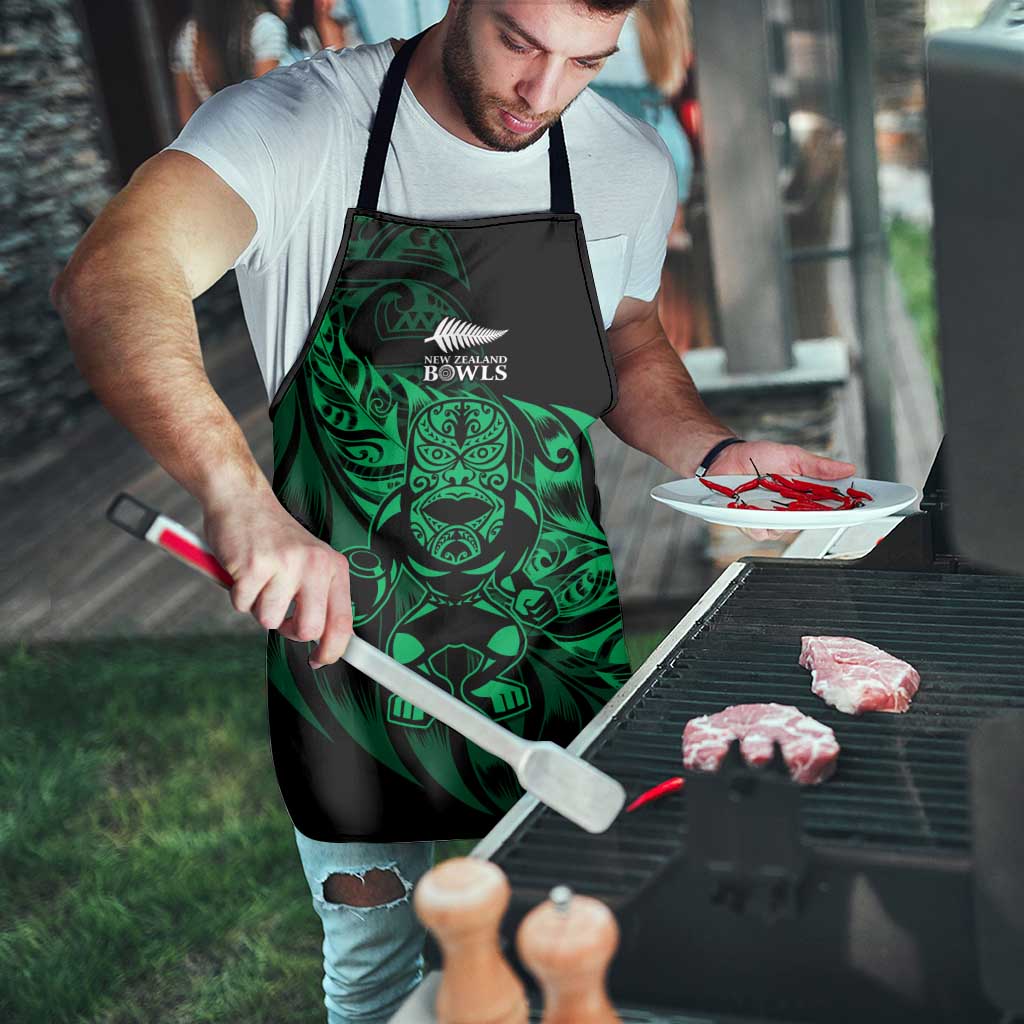 New Zealand Lawn Bowls Apron Green Maori Warrior Tribal Silver Fern - Polynesian Pride