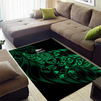 New Zealand Lawn Bowls Area Rug Green Maori Warrior Tribal Silver Fern - Polynesian Pride