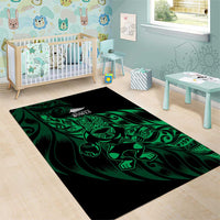 New Zealand Lawn Bowls Area Rug Green Maori Warrior Tribal Silver Fern - Polynesian Pride
