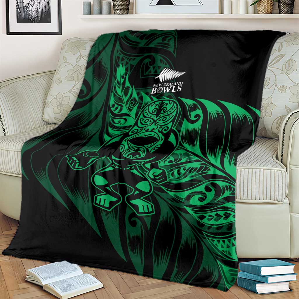 New Zealand Lawn Bowls Blanket Green Maori Warrior Tribal Silver Fern - Polynesian Pride
