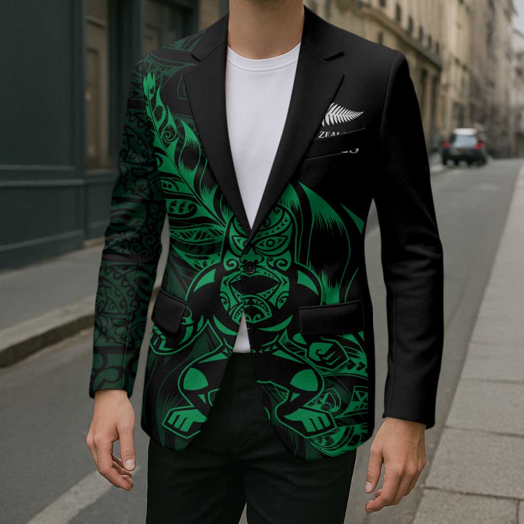 New Zealand Lawn Bowls Custom Blazer Green Maori Warrior Tribal Silver Fern LT9 - Polynesian Pride