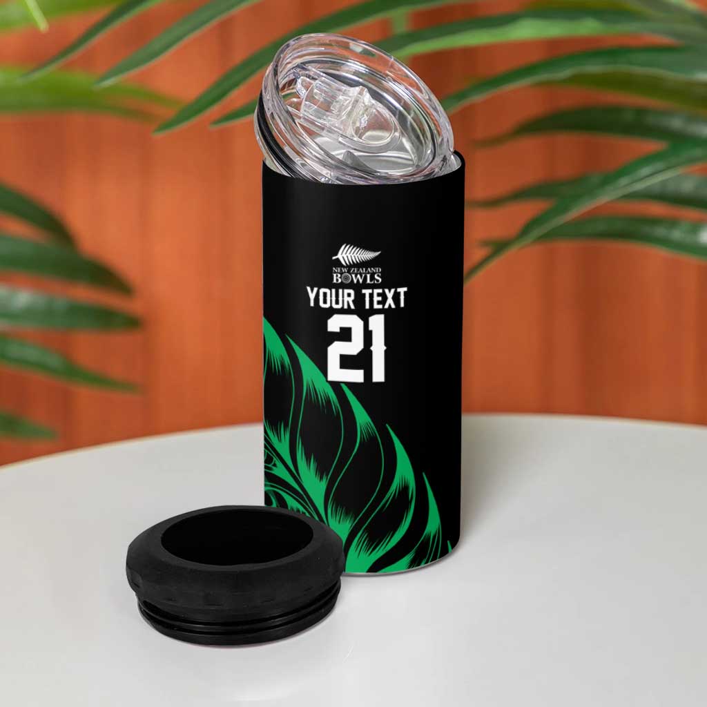 New Zealand Lawn Bowls Custom 4 in 1 Can Cooler Tumbler Green Maori Warrior Tribal Silver Fern LT9 - Polynesian Pride