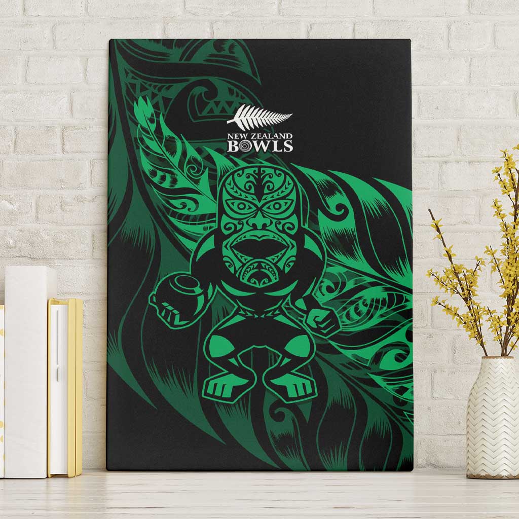 New Zealand Lawn Bowls Canvas Wall Art Green Maori Warrior Tribal Silver Fern LT9 Without Frame Green - Polynesian Pride