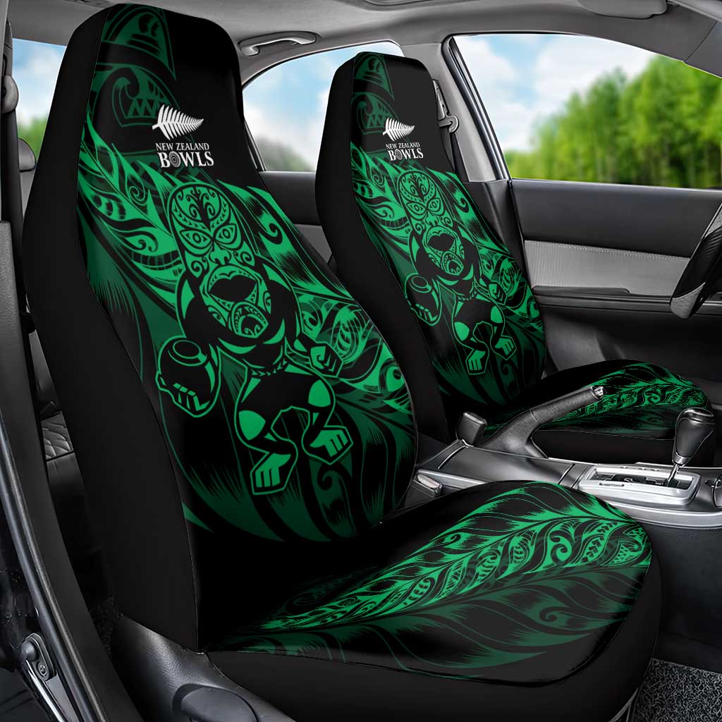 New Zealand Lawn Bowls Car Seat Cover Green Maori Warrior Tribal Silver Fern LT9 - Polynesian Pride