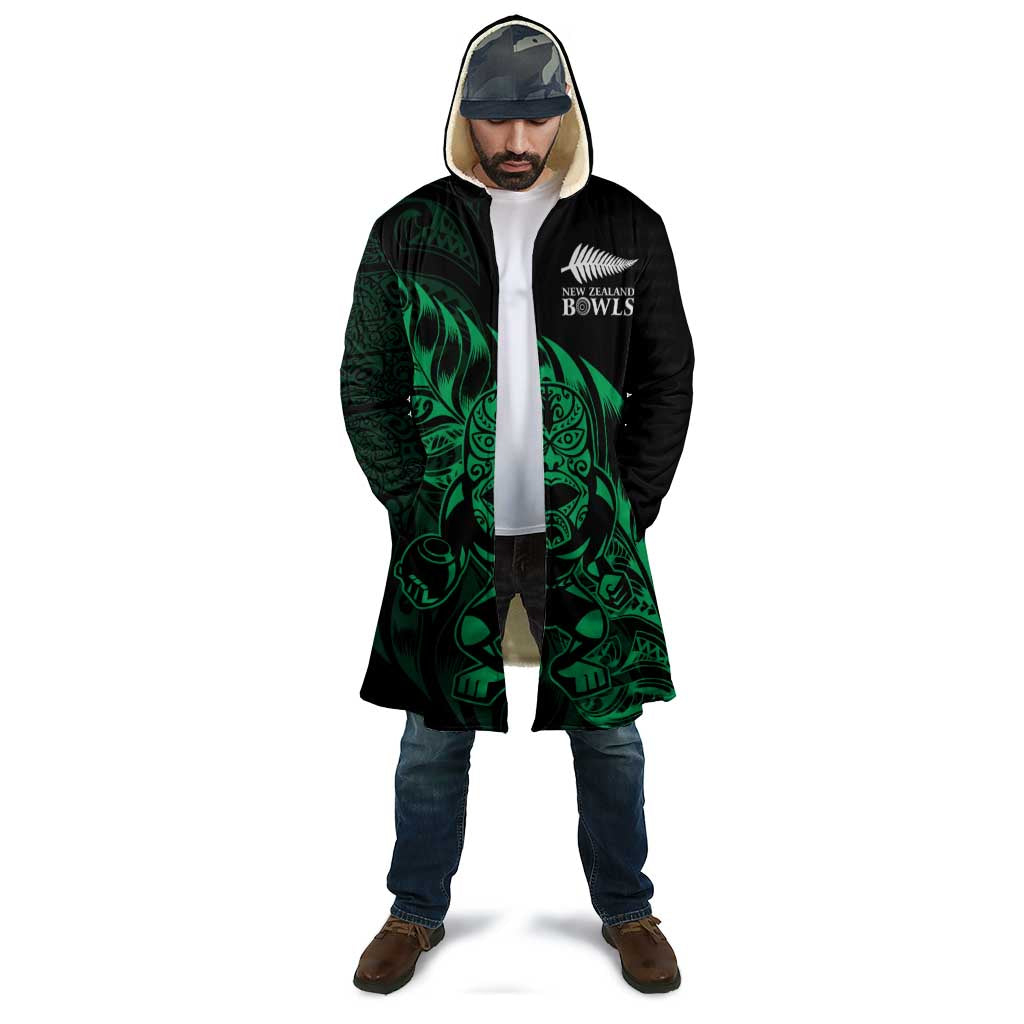 New Zealand Lawn Bowls Custom Cloak Green Maori Warrior Tribal Silver Fern - Polynesian Pride