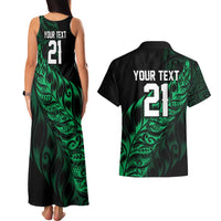 New Zealand Lawn Bowls Custom Couples Matching Tank Maxi Dress and Hawaiian Shirt Green Maori Warrior Tribal Silver Fern LT9 - Polynesian Pride