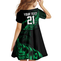 New Zealand Lawn Bowls Custom Family Matching Off Shoulder Maxi Dress and Hawaiian Shirt Green Maori Warrior Tribal Silver Fern LT9 - Polynesian Pride