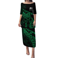 New Zealand Lawn Bowls Custom Family Matching Puletasi and Hawaiian Shirt Green Maori Warrior Tribal Silver Fern LT9 Mom's Dress Green - Polynesian Pride
