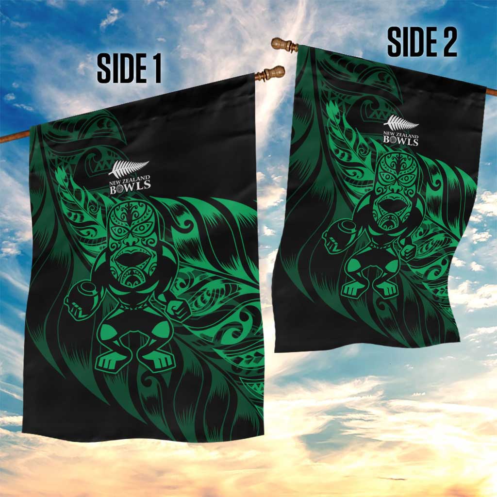 New Zealand Lawn Bowls Garden Flag Green Maori Warrior Tribal Silver Fern - Polynesian Pride