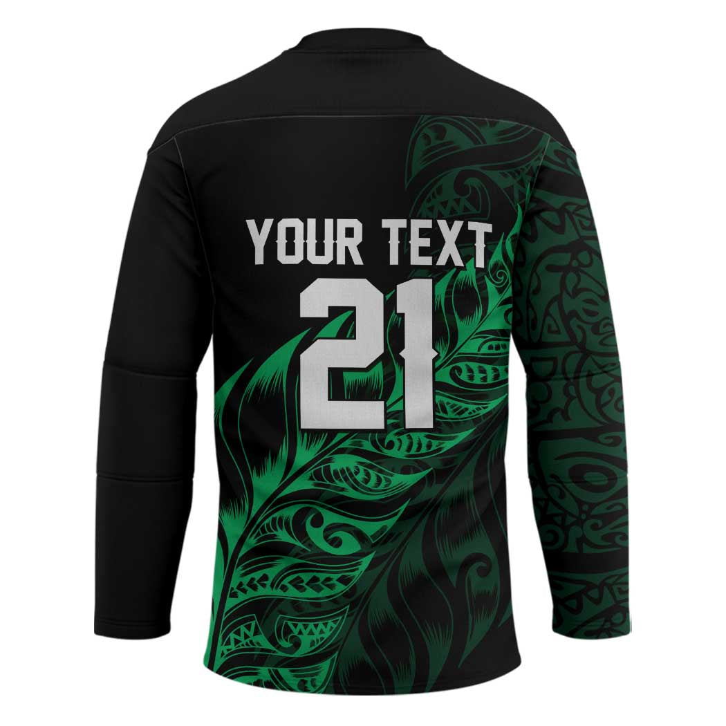 New Zealand Lawn Bowls Custom Hockey Jersey Green Maori Warrior Tribal Silver Fern - Polynesian Pride